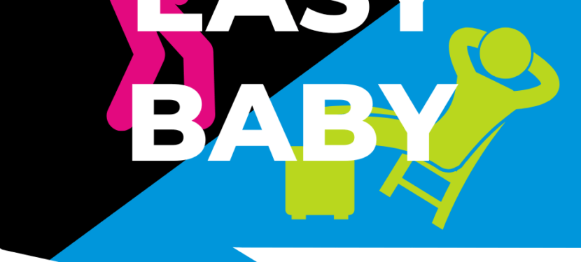 Bild mit dem Text "Easy Baby" und zwei schematischen Menschen. Einer sitzt entspannt, der andere schreit.