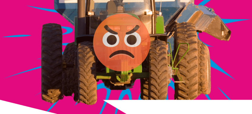 Bild mit dem Text "Denkt an euere Verantwortung" und einem Traktor